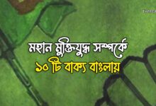 মহান মুক্তিযুদ্ধ সম্পর্কে ১০টি বাক্য বাংলায়